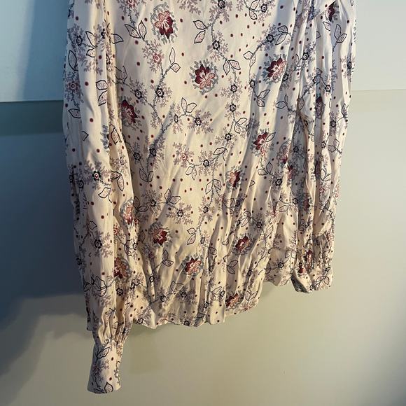 Rebecca Taylor SZ 14 Silk Blend Floral Asymmetric Ruffled Shoulder Blouse - Picture 4 of 13